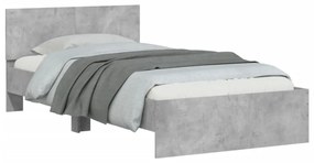 betonszürke szerelt fa ágykeret fejtámlával 100x200 cm