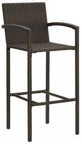 3 részes barna polyrattan kerti bárszett kartámasszal