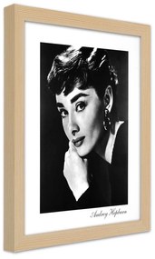 Gario Poszter Audrey Hepburn portréja A keret színe: Természetes, Méret: 70 x 100 cm