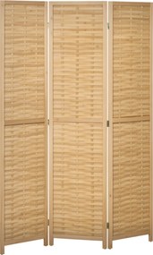 HOMCOM 3-panelos Paravent, 120 x 170 cm Szobai Elválasztó, Bambusz Partíció, Hajtható Magánéleti Képernyő, Szoba Elválasztó a Nappaliba és Hálószobába