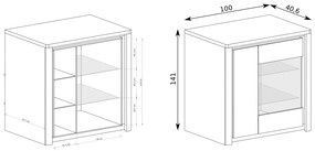 Vitrin Livia 05 (LED világítással) (ribbeck tölgy + fényes fehér). 1057861