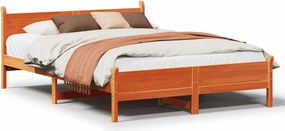 vidaXL viaszbarna tömör fenyőfa ágy matrac nélkül 120 x 200 cm