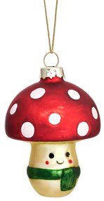 Üveg kézzel készített karácsonyfadísz ø 6 cm Happy Mushroom – Sass &amp; Belle