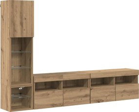 vidaXL TV faliszekrény leddel 4 pcs Artisan tölgy Faanyag