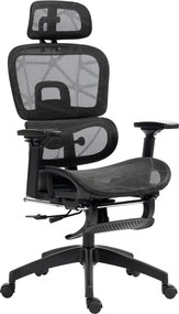HOMCOM Ergonomikus irodai szék, hálós szövettel, állítható 3D, karfákkal és fejtámlával, fekete