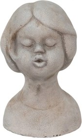 Lány mellszobor szürke cement díszítéssel 11x10x18 cm