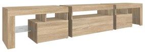 sonoma tölgy színű TV-szekrény LED-lámpákkal 215x36,5x40 cm