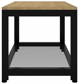 világosbarna és fekete MDF és vas dohányzóasztal 90x45x45 cm