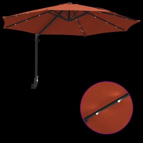 Falra Szerelhető Kert Napernyő LED-del Terrakotta 248 cm
