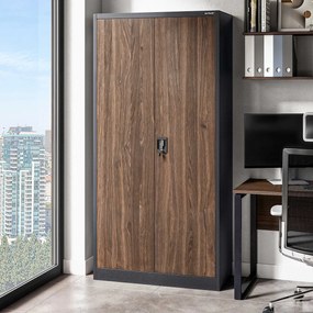 Fém iratszekrény JAN, 900 x 1850 x 400 mm, Eco Design: antracit/ dió