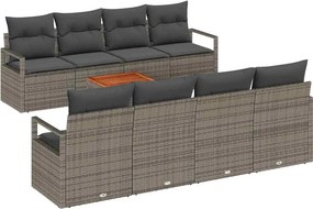 vidaXL Kerti Kanapé Szett párnával 9 pcs Szürke polirattan
