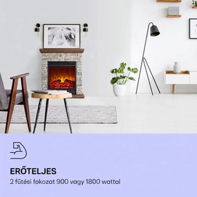 Klarstein Etna, elektromos kandalló, 1800 W, heti időzítő, távirányító, szürke/barna