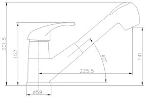 Aqualine - KASIOPEA mosogató csaptelep, 20 cm, fényes króm
