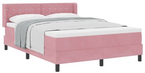 Rózsaszín Boxspring Ágy Matraccal 160x200 cm Bársony