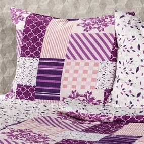 4Home Patchwork violet krepp ágynemű, 140 x 220 cm, 70 x 90 cm