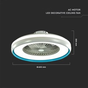 LED Mennyezeti lámpa ventilátorral LED/45W/230V 3000/4000/6500K kék