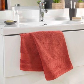 Téglavörös frottír pamut törölköző 50x90 cm Tendresse – douceur d'intérieur