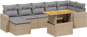 vidaXL 8 részes bézs polyrattan kerti ülőgarnitúra párnával