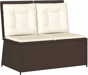 vidaXL barna polyrattan dönthető kerti pad párnával