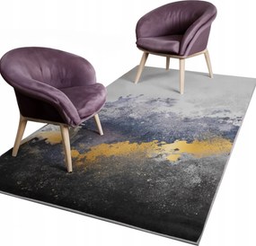 Szőnyeg 120X170 Elegáns Divatos Minta Szürke Kék Arany Csúszásgátló Bcf