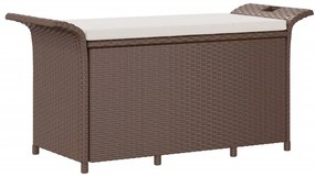 Barna polyrattan kerti pad párnával 116 x 46 x 57 cm