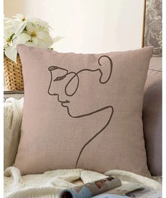 Portrait bézs pamut keverék párnahuzat, 55 x 55 cm - Minimalist Cushion Covers