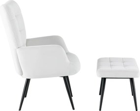 Fotel lábtartóval, világos szürke Velvet szövet/fekete, HABEN