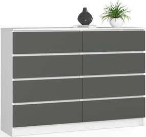 Komód K140 8SZ Clp Fehér Szürke Akd
