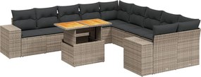 vidaXL 11 részes szürke polyrattan kerti ülőgarnitúra párnákkal