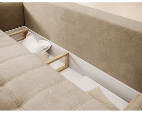 Világosbarna bársony kinyitható-tárolóhelyes kanapé 242 cm Weltton – ELTAP