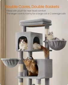 Feandrea nagy macskafa, 175 cm magas macskatorony szürke színben