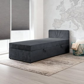 Boxspring ágy, egyszemélyes, szürke, 90x200, univerzális, SUPA