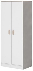 Macius 01 Kétajtós gardróbszekrény fehér - sonoma- Választható színes fogantyúval N