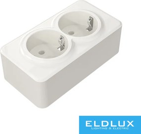 ELDIMPRESS Falon kívüli Dupla 2P+F csatlakozóaljzat Fehér IP20
