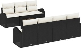 vidaXL Kerti Kanapé Szett Fekete 55 x 55 x 37 cm polirattan