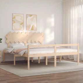Tömör fa ágy időseknek fejtámlával Super King Size