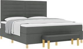 vidaXL Boxrugós ágy matracmal Sötétszürke 180 x 200 cm szövet