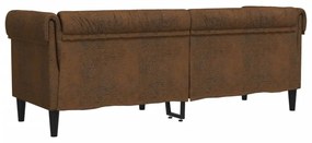 3 személyes barna szövet Chesterfield kanapé