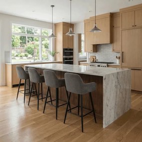 Barová židle, šedá, látka,AUB-V4009 GREY6