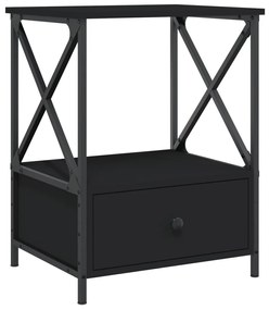 2 db fekete szerelt fa éjjeliszekrény 50x41x65 cm