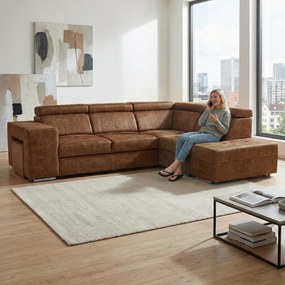 Ülőgarnitúra, barna, jobbos, MALAGA