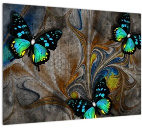 Kép - fényes pillangók képben (üvegen) (70x50 cm)