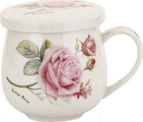 Porcelán teásbögre fedő virágszűrő 320 ml