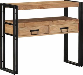 vidaXL Konzolasztal fiókkal Barna 90 x 33 x 75 cm Tömör Akácfa