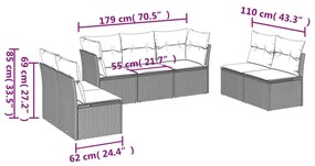 7 részes fekete polyrattan kerti ülőgarnitúra párnával