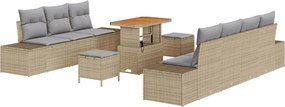 vidaXL Kerti Kanapé Szett párnával tárolóval 10 pcs Bézs Poli rattan