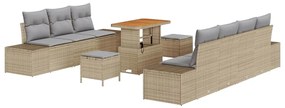 vidaXL Kerti Kanapé Szett párnával tárolóval 10 pcs Bézs Poli rattan