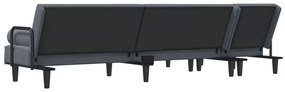 vidaXL sötétszürke L-alakú bársony kanapéágy 260x140x70 cm