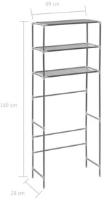 3-szintes ezüstszínű alumínium tárolóállvány 69 x 28 x 169 cm