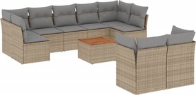 vidaXL 10 részes bézs polyrattan kerti ülőgarnitúra párnával